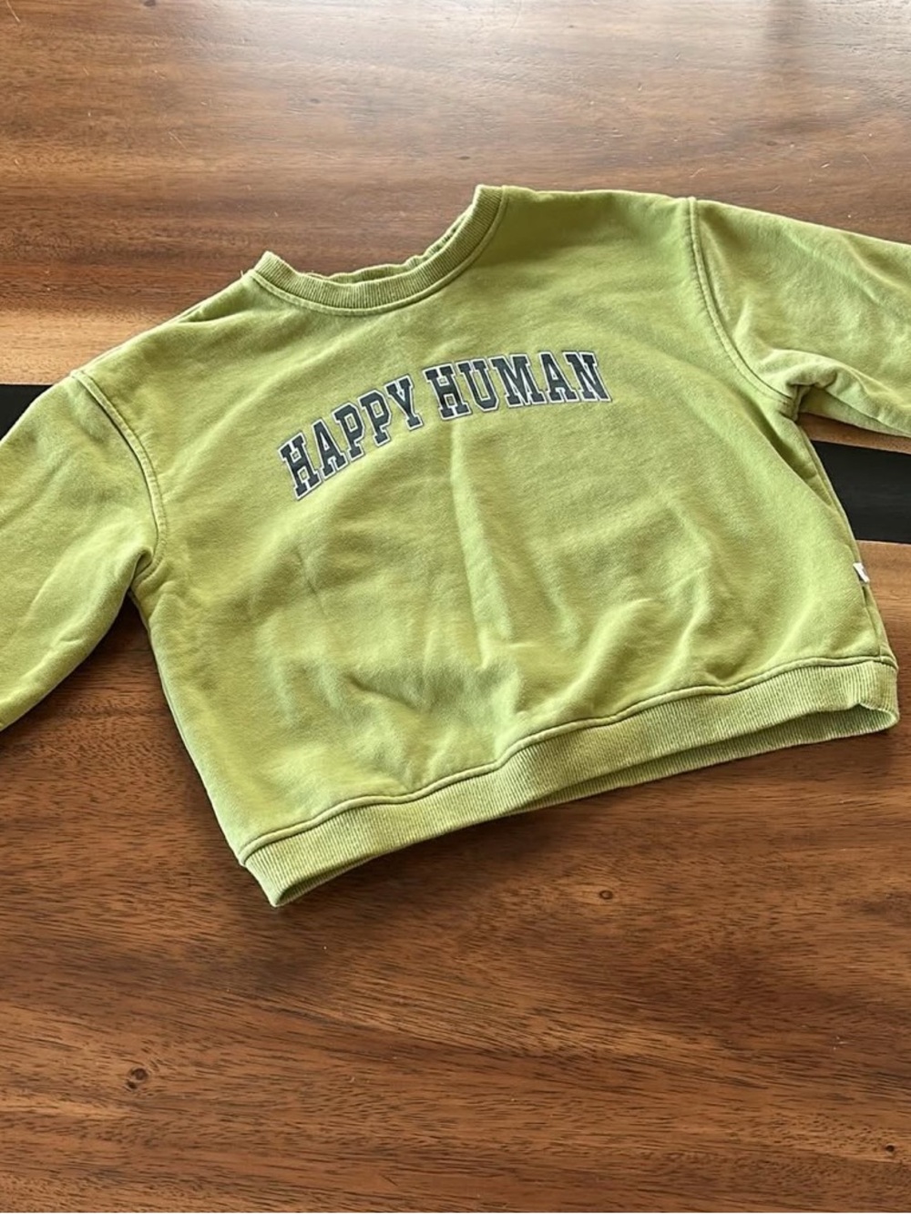 Unisex Happy Human Green Kids Crewneck Sweatshirt